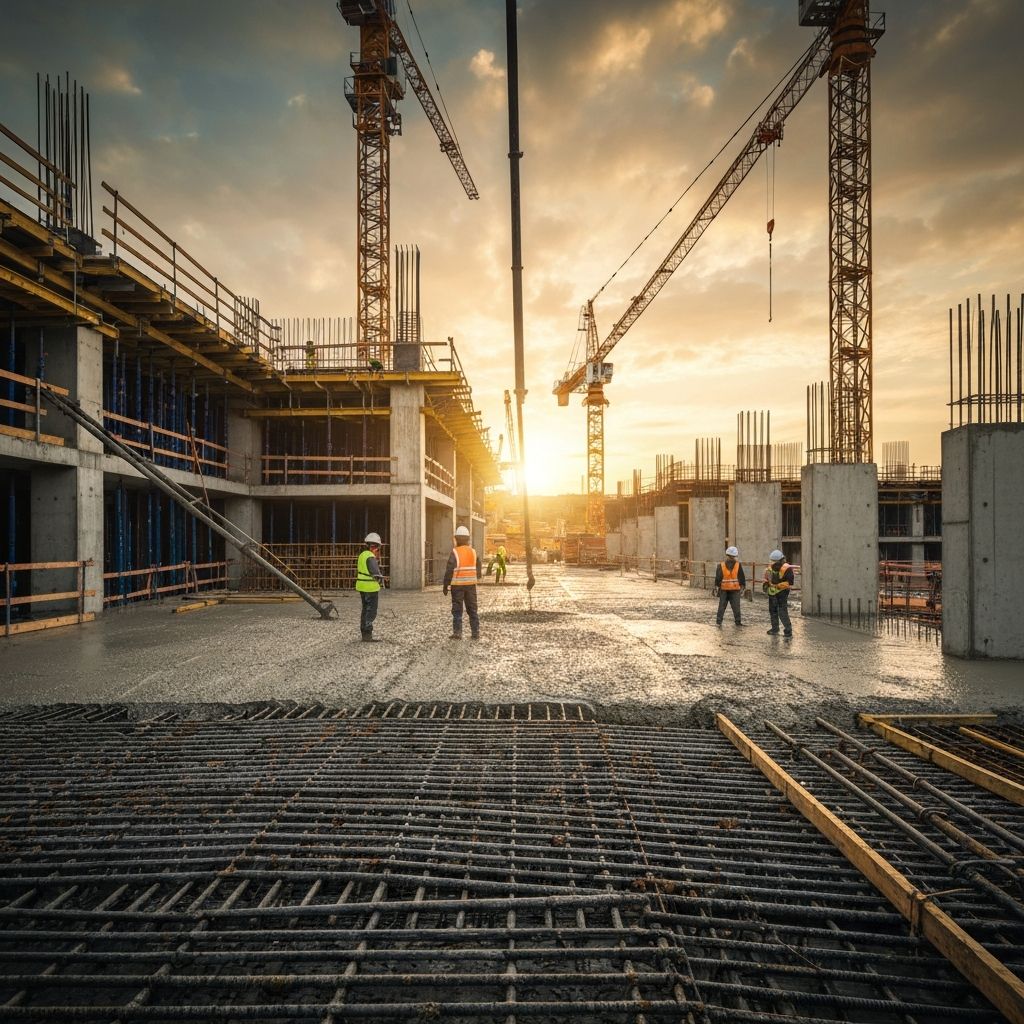 Modern concrete construction site